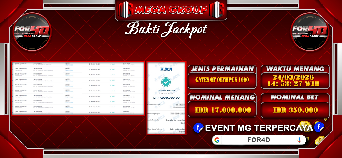 Bukti JP situs For4D hari Selasa, 24 Maret 2026