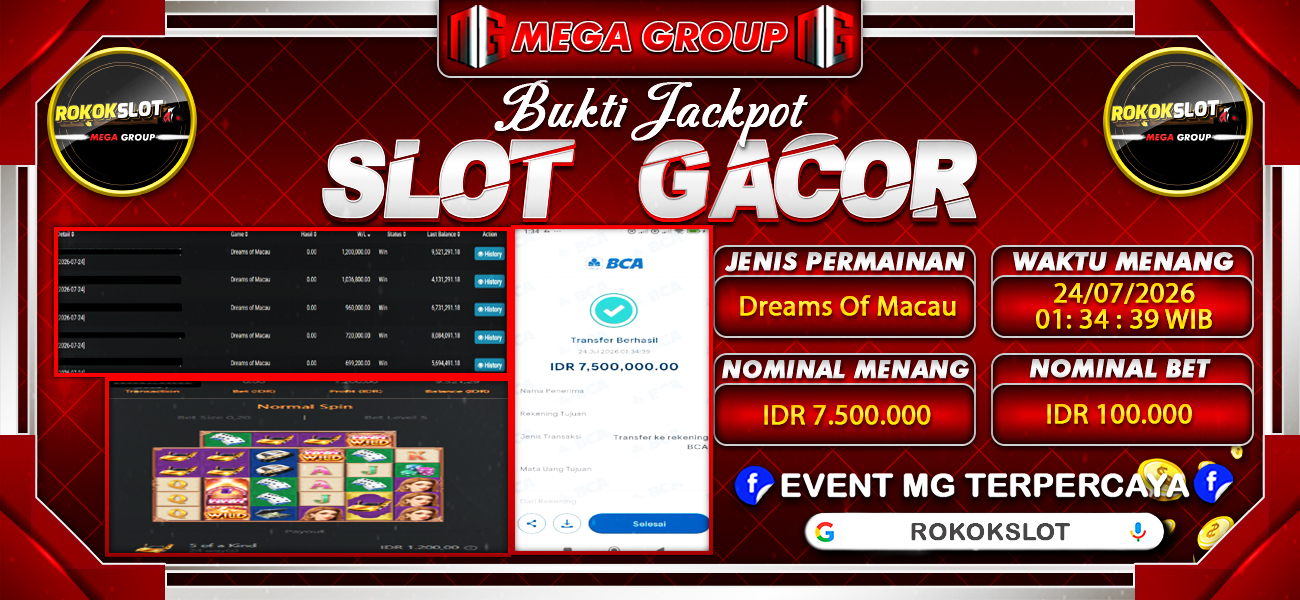 Bukti JP situs Rokokslot hari Jumat, 24 Juli 2026