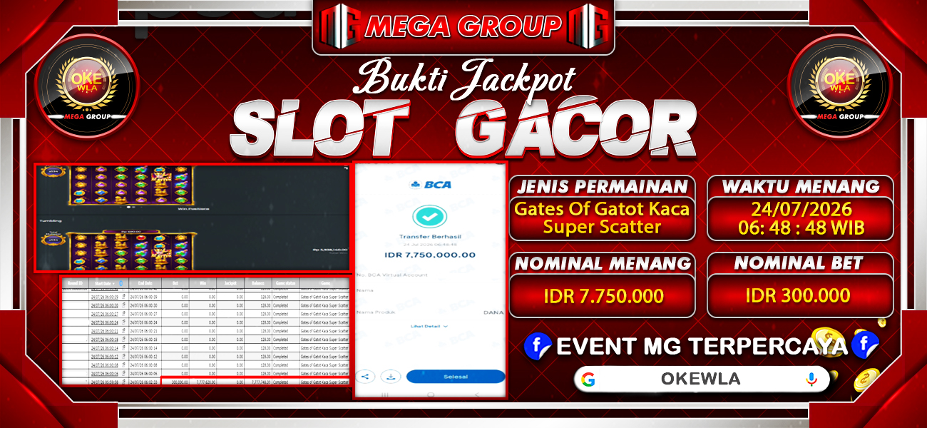 Bukti JP situs Okewla hari Jumat, 24 Juli 2026