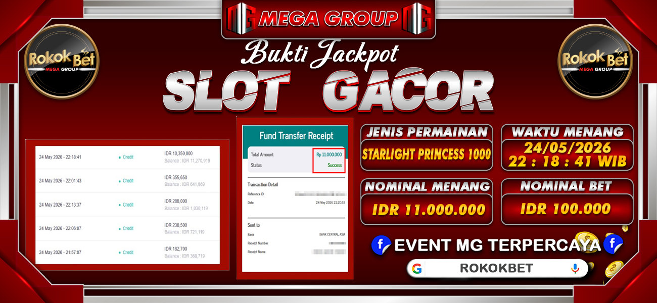 Bukti JP situs Rokokbet hari Senin, 25 Mei 2026